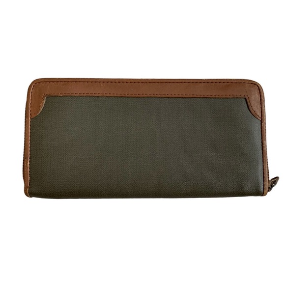 Christian Dior Vintage Wallet Olive Brown Leather Logo Zip Around - Picture 3 of 13